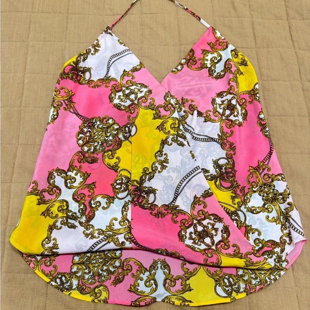 Victoria's Secret Halter Top Blouse Backless  100% Silk VS Size XS Pink